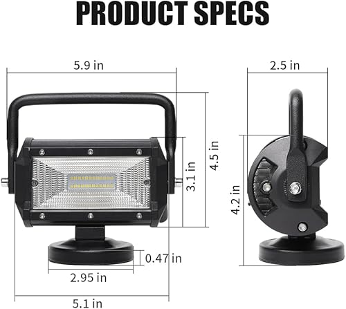 Miniatura 2 de Exzeit Luz magnética, luz de trabajo LED con base magnética fuerte alimentada por encendedor de cigarrillos, luz de inundación portátil de 36 W para