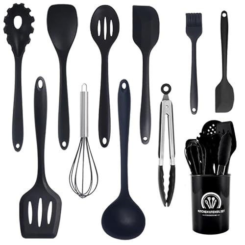 キッチンツール シリコン製 調理器具セット 製菓器具 11点セット キッチン用品 食品級シリコン ホームシェフ クッキング用品 耐熱 収納簡単 調理ツール フライ返し おたま トング ヘラ トング 泡立て器 ブラシ スパチュラ パスタサーバー レードル タ