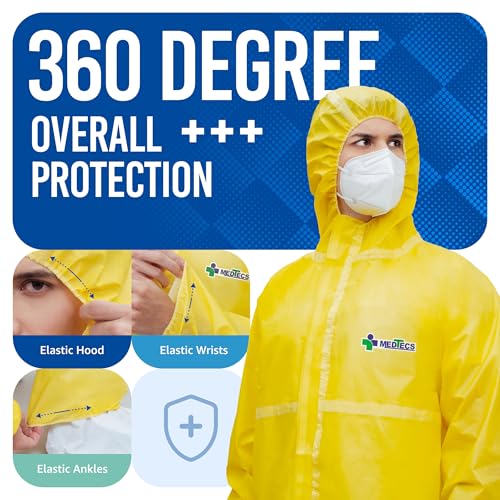 Image of Medtecs Hazmat Suits - 6 Sizes Options - Disposable Coveralls Suit, Medical Protective Coverall PPE Hazmat Suits