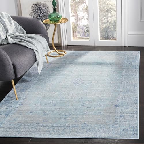 SAFAVIEH Boho Teppich für Wohnzimmer, Esszimmer, Schlafzimmer - Valencia Collection, Kurzer Flor, Blaugrün und Mehrfarbig, 122 X 183 cm SAFAVIEH Boho Teppich für Wohnzimmer, Esszimmer, Schlafzimmer - Valencia Collection, Kurzer Flor, Blaugrün und Mehrfarbig, 122 X 183 cm