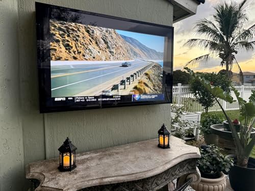 acrtmatic 40-43inch Weatherproof Outdoor TV Cover with lock Hard and Durable Clear Television Enclosure for Outside Watching Full Motion TV Mount and 2 Cooling Fans Included
