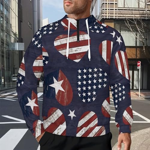 American Flags Fall Men's Casual Long Sleeve Hooded Zip Up Pullover Sweatshirt2