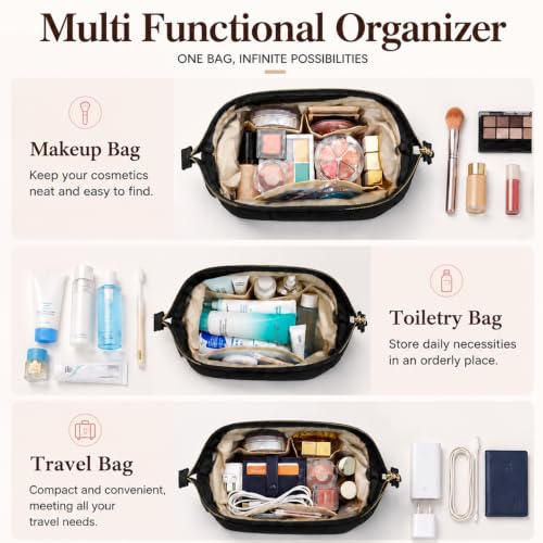 Image of MAYCREATE Makeup Pouch Bag Quilted Organiser Waterproof Travel Toiletry Bag