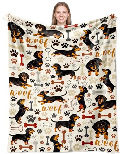 Dachshund Blanket Gifts for Wiener Dog Lovers Soft Flannel Dachshund Throw Blanket Birthday Stuff Gifts Decor for Adults 50X40