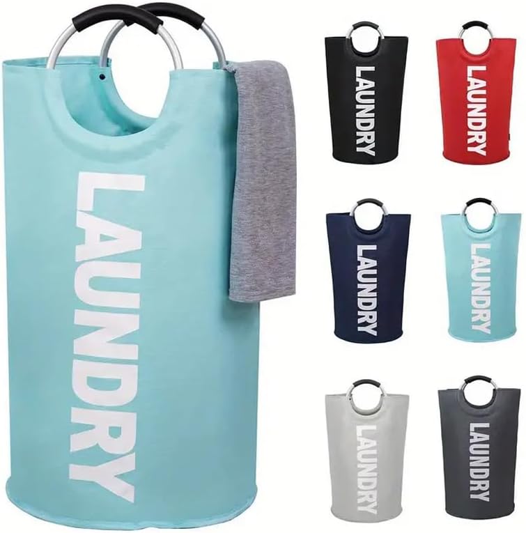 90L laundry basket storage basket waterproof laundry with padded handle laundry bag, foldable laundry basket for easy storage,Blue