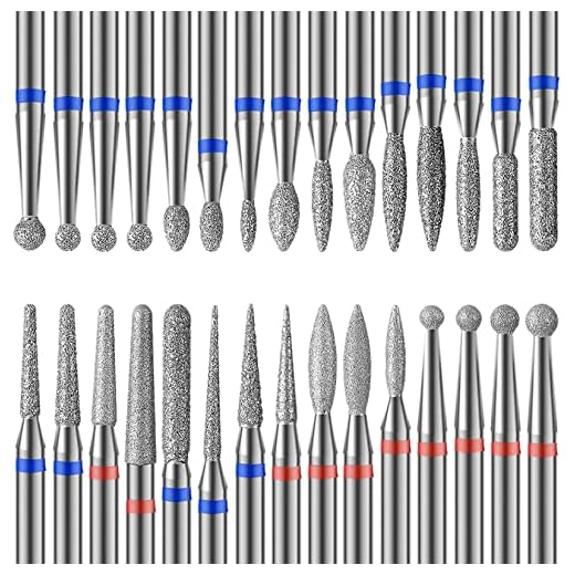 Homeet 30pcs Diamond Nail Drill Bit Set, 3/32 Inch Tungsten Carbide Drill Bits for Cuticle Electric Nail Cutter, Professional Safety Nail Drill Bits for Acrylic Gel Nails Cuticle Manicure Pedicure