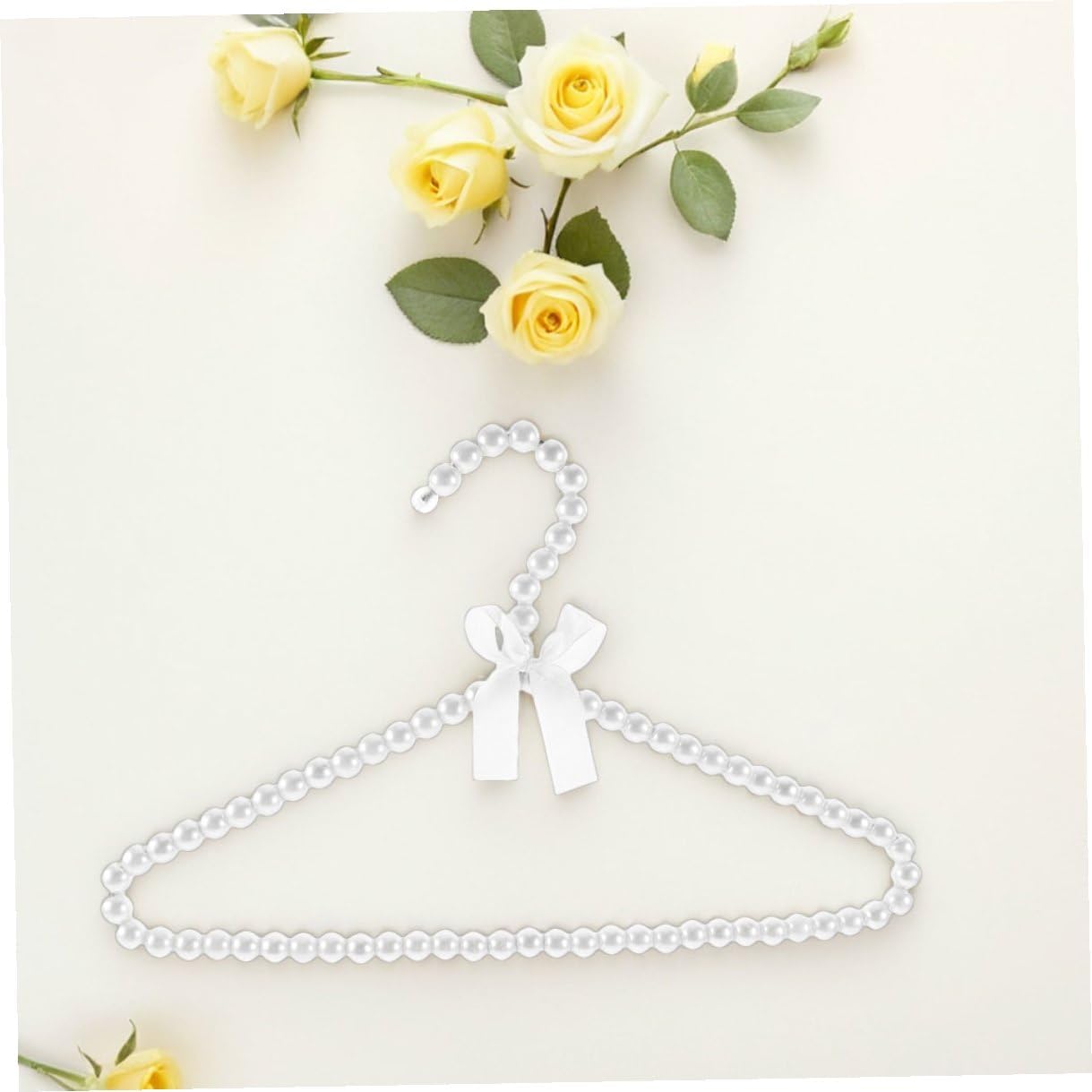 4pcs White ABS Children Hangers with Bow Pearl Design