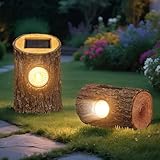 FANOAULEA 2 Pack Solar Tree Stump Lights Outdoor, Waterproof Solar Spot Garden Lights, Auto On/Off Warm LED Decorative Landscape Lighting for Yard Lawn Patio Pathway Walkway