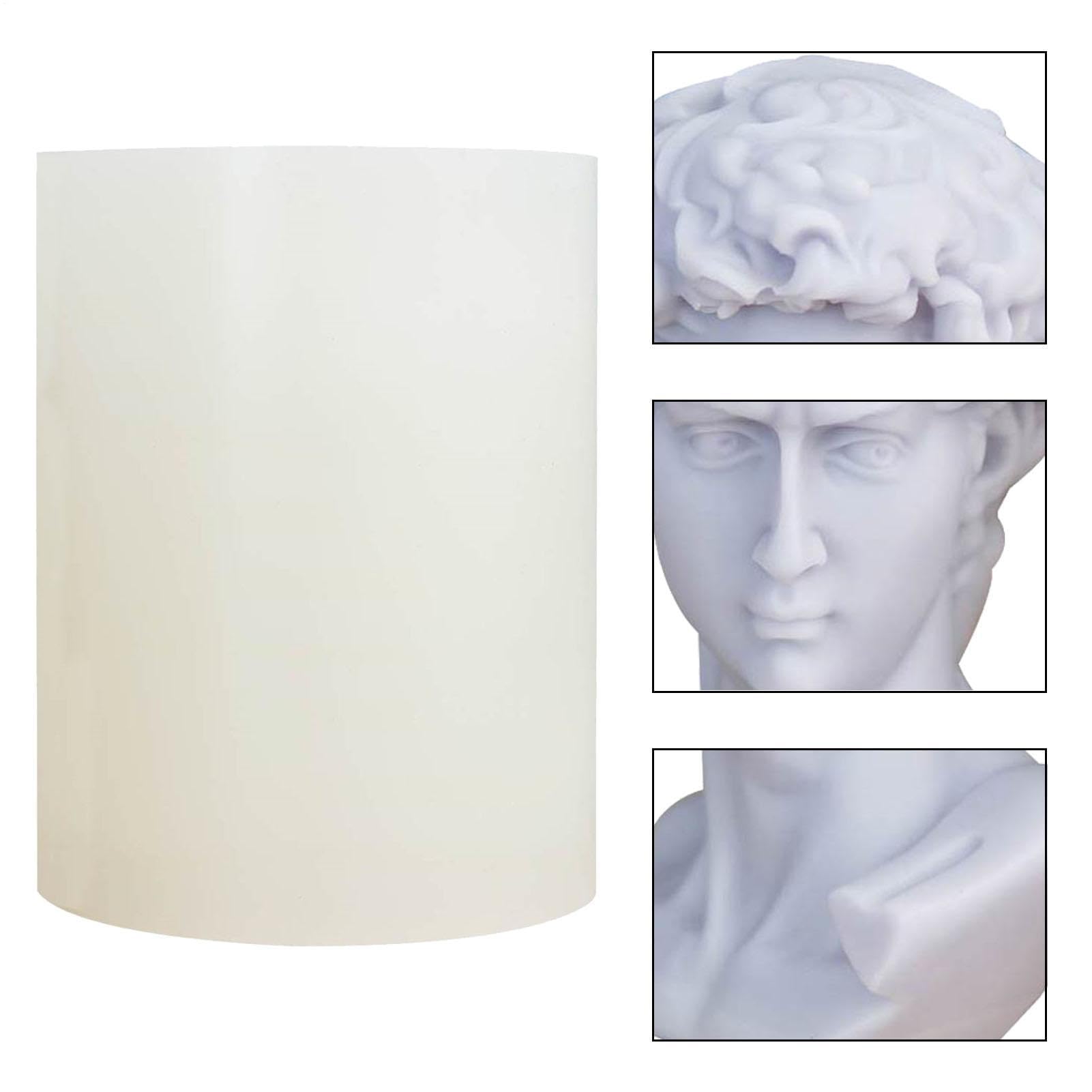 David - Stampaggio in silicone 3D da 15,7 x 11,7 x 11,7 cm | stampo flessibile per alimenti, design durevole che non si strappa, cilindro candela stampo dessert gelatina helad