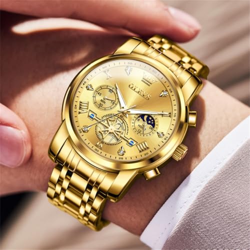 Image of OLEVS Watches for Men Dress Chronograph Luxury Stainless Steel Big Face