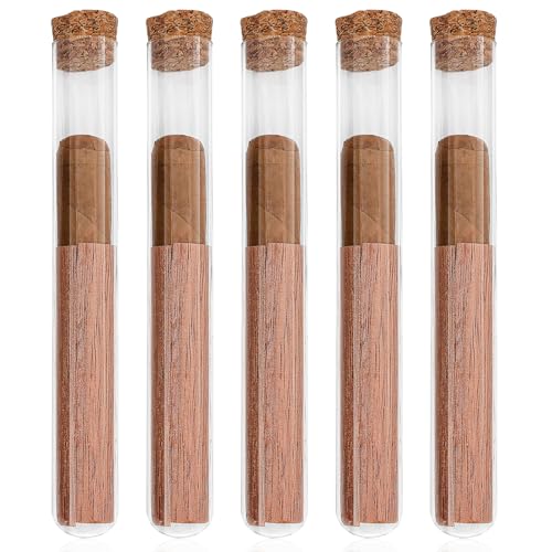 Glass Cigar Tube humidor Accessories with Cedar Wood Lining for Cigar Ring Diameter 42-54 Travel Humidors Cigar Cases for Men Cigar Glass Tubes Pocket Cigar humidor Gift Box for Special Cigars 5-Pack