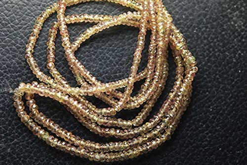 Perles saphir champagne 3.5-2mm, fil de pierres naturelles facettées pour création joaillerie