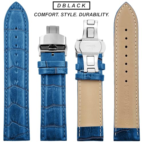 Image of DBLACK ''HOOK'' Leather Watch Strap with Butterfly Lock, Bamboo Design Pattern Full Padded Watch Belt / / For 18mm, 20mm, 22mm, or 24mm Watch Band (Choose Your Size & Color)