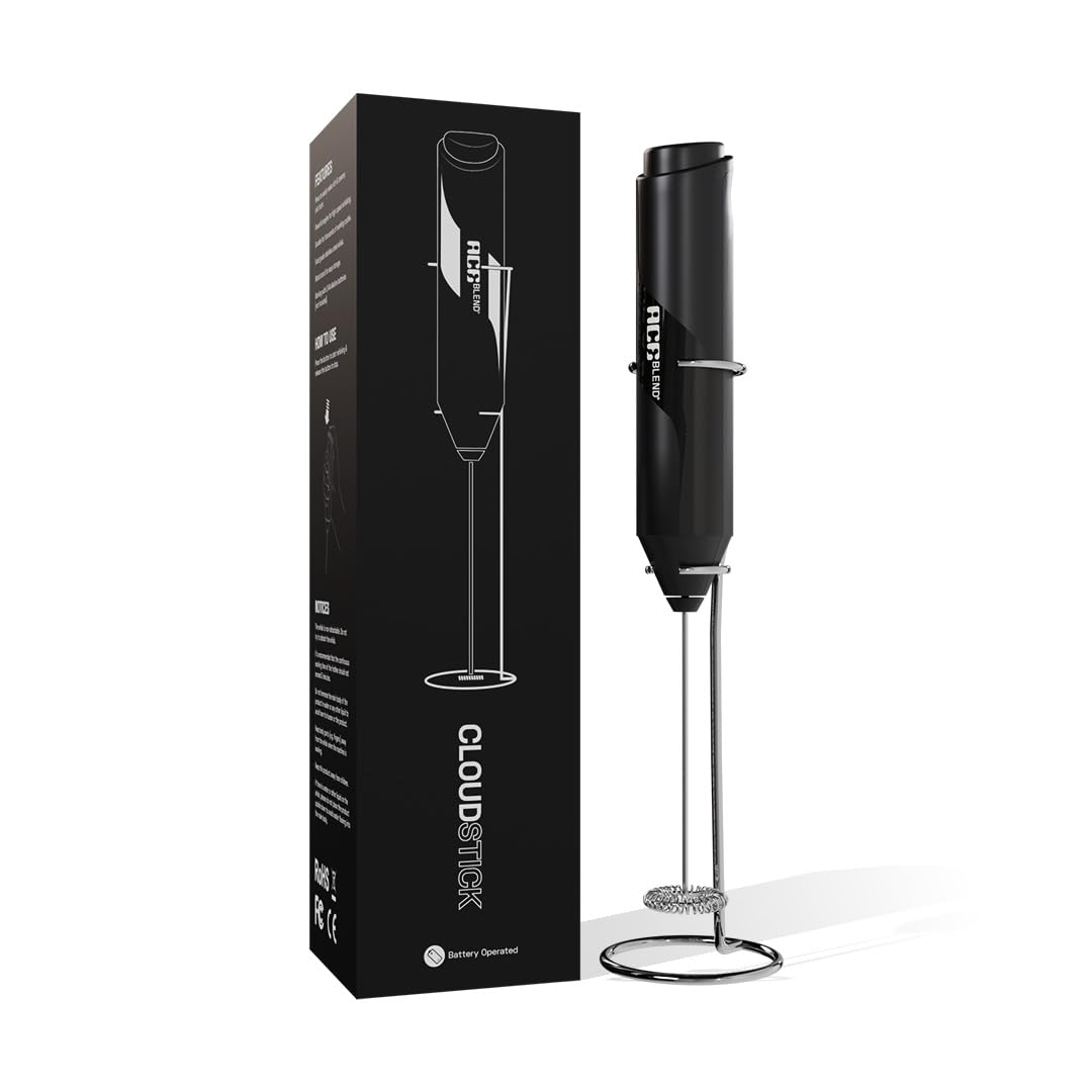 - Ace Blend Cloudstick Coffee Frother Electric | Battery Operated Portable Foam Maker | Stainless Steel Electric Whisk, Mini Foamer for Lattes, Cappuccino, Frappe, Mocha for Kitchen Use
