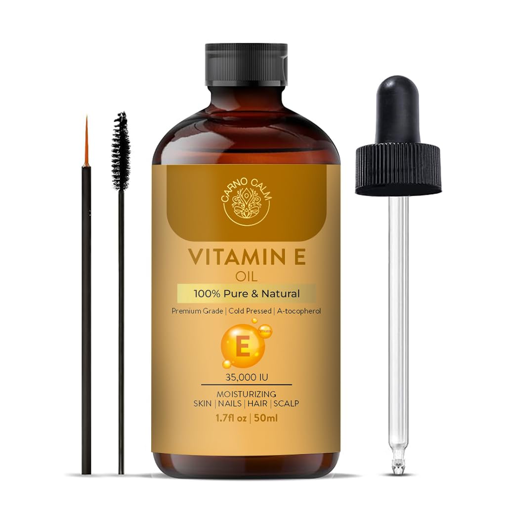 Carno Calm Vitamin E Oil | 100% Natural & Pure | 35000 IU | Premium Grade Cold|Pressed and Tocopherol For Your Face & Skin | 1.7 fl. Oz (50 ML)