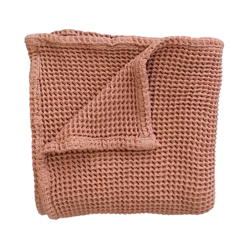 Image of SpiritnSprout Waffle Baby Blanket, Waffle Baby Blanket, 43X43 Inch Cotton Gender Neutral Swaddle, Chunky Waffle Knit Blanket, Stroller Blanket, Toddler Blanket (Cinnamon), Crib, SF-A1170