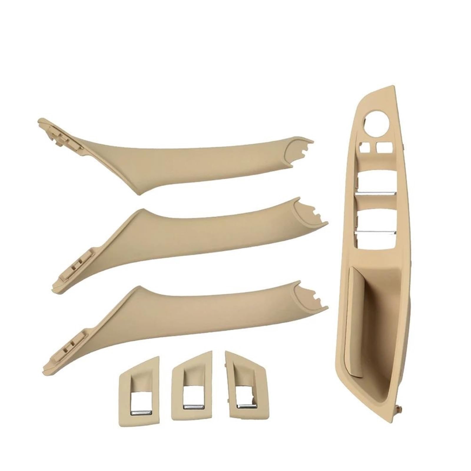 LVXVMOZEOK Interior Door Handle Armrest for F10 for F11 for F18 for 520 for 523 for 525 for 528 for 530 RHD Right Hand Interior Door Panel Pull Handle 7PCS Set(Model A Beige)