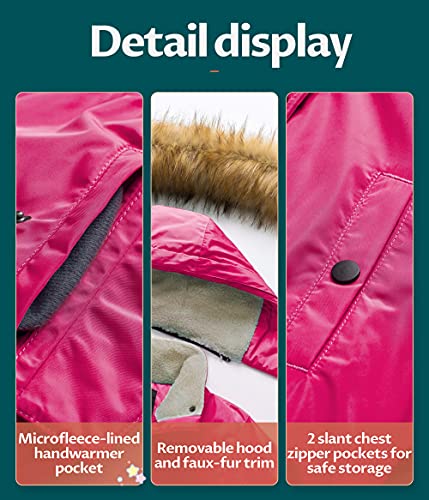 Image of CREATMO US Girl's Long Winter Warm Parka Sherpa Trimmed Collar Puffer Ski Jacket Coat