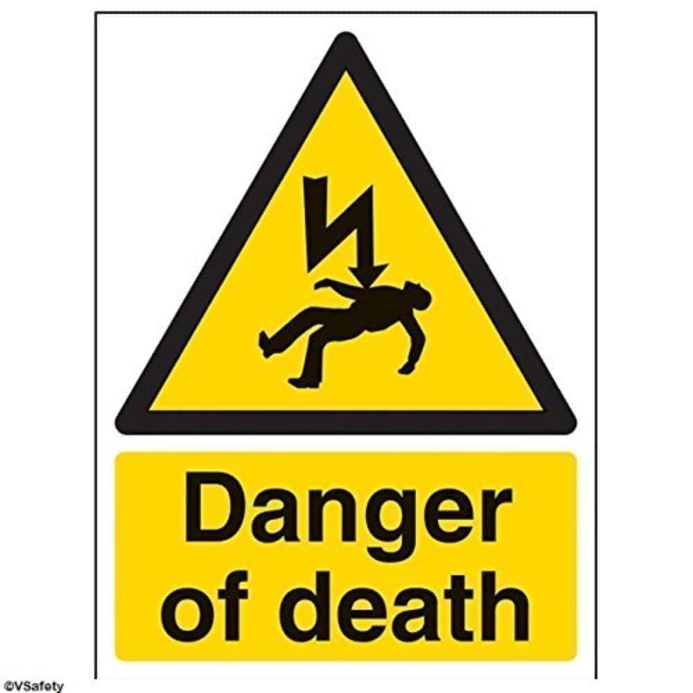 vsafety segni 68004 au-s pericolo 110 volt Warning Sign elettriche, Autoadesivo, ritratto, 200 mm x 300 mm, colore: nero/giallo