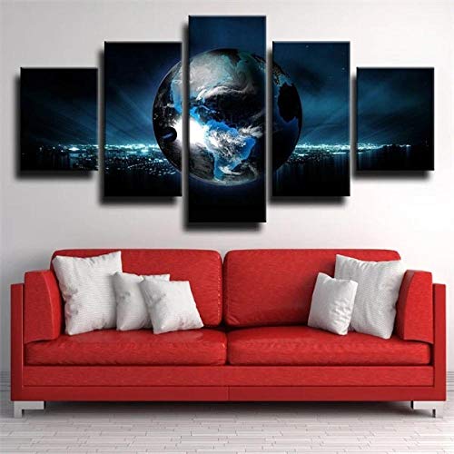 Photo image artistique Terre de nuit sur tableau décoration murale salon 5 pièces