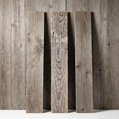BARNWOODUSA Real Reclaimed Wood Planks - Easy Nail-Up Shiplap Panels for Rustic Wood Wall Paneling (Natural Weathered Gray, 23 Square Feet)