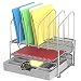 DecoBros Mesh Desk Organizer with Double Tray and 5 Upright Sections, Sliver