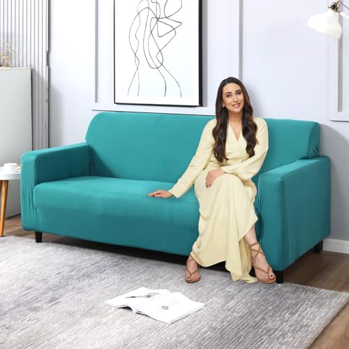 Image of HOKIPO Elastic Stretchable Sofa Cover 3 Seater (AR-4279-E7), Green