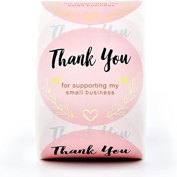 Amazon Com 2 Inch Round Thank You For Supporting My Small Business Stickers 500 Adhesive Label Stickers Per Roll Golden Font Label Business Stickers For Store Owners Crafts Organizing Jar And Canning