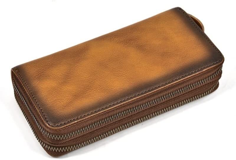 Clutch Purse Double Zipper Card Holders Wallets Vintage Genuine Leather Long Wallet Leather Purse for Men4