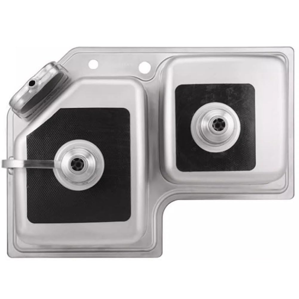 Eckspülen Doppelbecken Workstation-Barspüle Edelstahl-Auflagespüle mit Messerhalter(Kit-A)