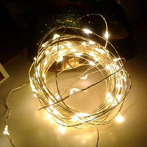 Fio De Led 5 Metros Arame 50 Leds Decoração Natal Pilha Prova Agua Casamento