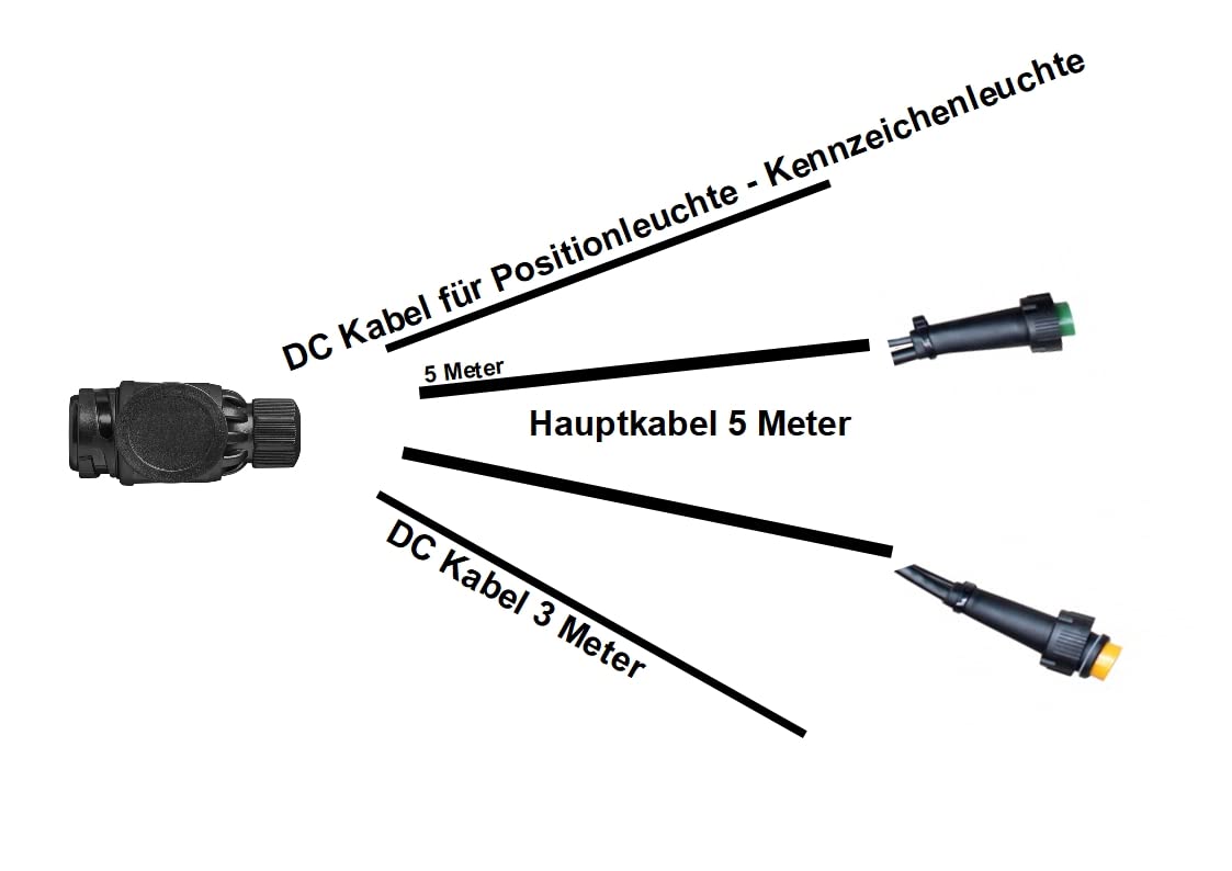 Generisch Anhänger - Kabelbaum - Kabelsatz - 13 polig - 5 Meter + 3 M DC Kabel - 2X Bajonettverbinder Aspöck