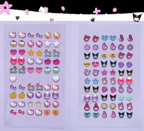 Stick on Earrings for Little Girls 4-6 - Kids Girls Stick on Earrings Cute Colorful Toddlers 3D Sticker Self-Adhesive Craft Gem Jewelry Stickers4