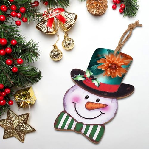 Panneau de Noël en bois imprimé fleur bleu sarcelle et orange unique