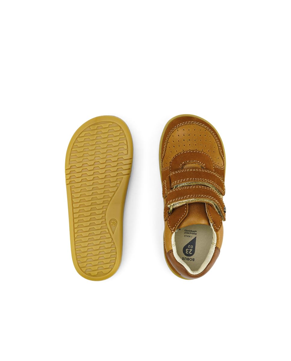 Bobux I-Walk Riley - Camminatori - Scarpe in Pelle per Bambini con Doppi Cinturini a Strappo (Caramel + Toffee, Sistema Taglie Calzature EU, Bimbo (0-5 Anni), Numero, Media, 26)