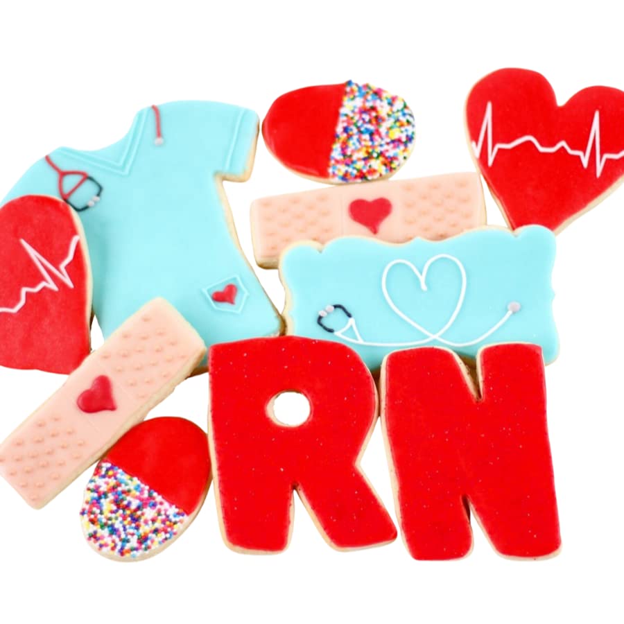 1 Dz. Nurse Love RN EXPANDED Cookie Set! Medical Soldiers on our Front Lines! Birthday, Nurse, Get Well, Feel Better Soon Party Favors Gift!