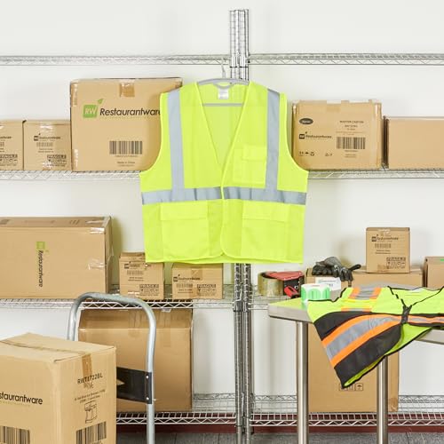 Image of Restaurantware Reflective Safety Vest 20 Count 29.213 x 30.315 Inches High Visibility Multi-Pocket Zipper Front Safety Vest
