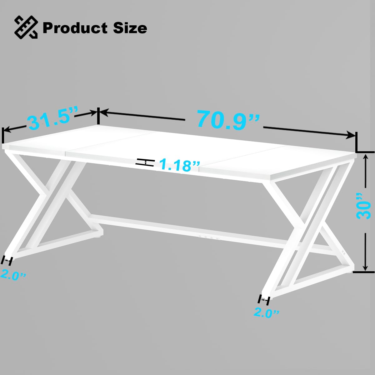 LVB Bureau D'Ordinateur Industriel 2 Personnes Grande 180Cm Chêne Blanc | Bureau Industriel Stable Rangement Salon Chambre Rustique Meuble Compact Usage Quotidien Deux Personnes Structure Robuste