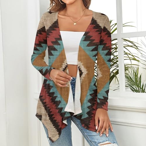 MoBlinko Boho Dragonfly Cardigan Sweaters for Women Lightweight Open Front Knitted Women's Cardigan Sweaters Draped Ruffles3