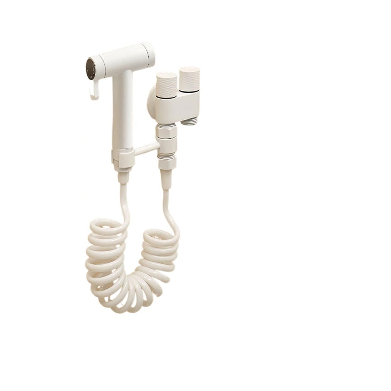 Bvhisehp 5 Elegant White Brass Bathroom Angle Valve Toilet Flush Booster Spray Set(5)