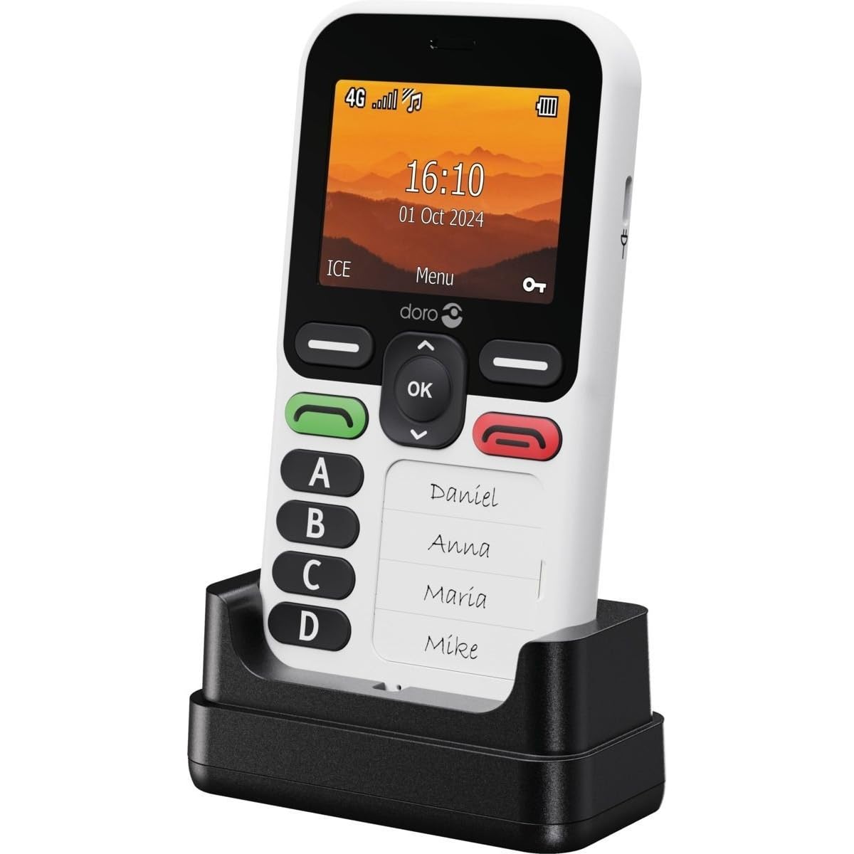 Doro Live X10 - Senior Cell Phone - Unlocked 4G Phone - 4 Pre-Programmed Numbers - Emergency Button with GPS - Safety Timer - SMS Only - Charger included - White-image-5