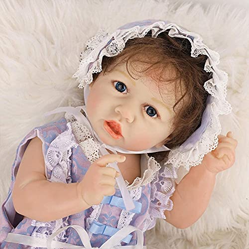MWKL 58cm Reborn Puppe Lebensechte Realistische Badebar Niedliche Vollsilikon Körper Wiedergeburtspuppe 22 Zoll Reborn… – Bild 3