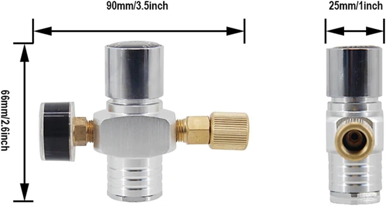 Portable CO2 Mini Gas Regulator for Kegerator and Beer Kegs - 0-60 PSI Adjustable Pressure Charger(With Gas Ball)