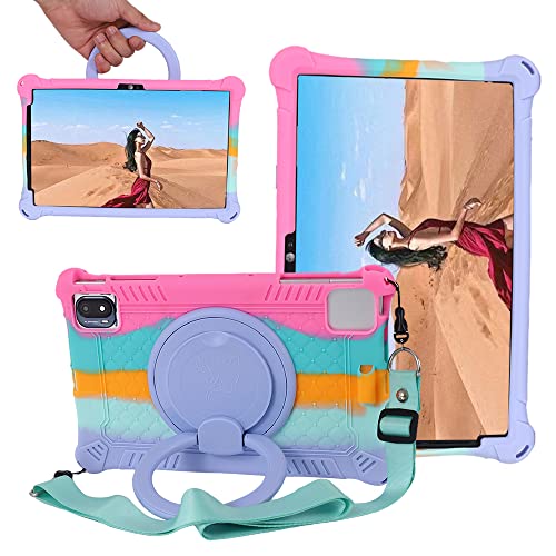 YHFZR Funda para TCL 10 Tab MAX 4G(10.36'), Soporte Giratorio Silicón Ligera Carcasa Antideslizante para los niños para TCL 10 Tab MAX 4G(10.36'), Rosa-A