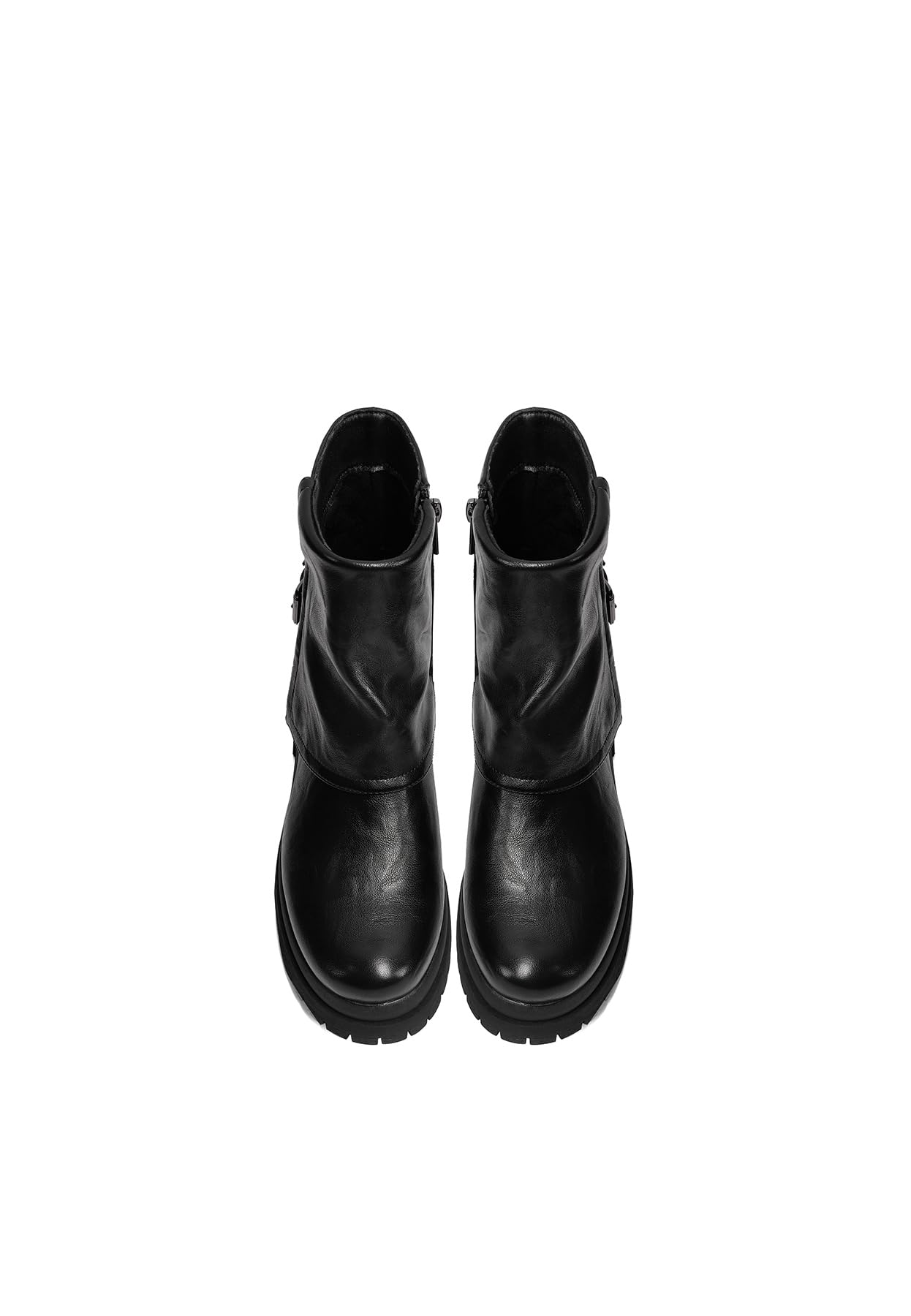 QUEEN HELENA Stivaletti Biker Stivali Bassi con Doppia Fibbia Donna X33-96
