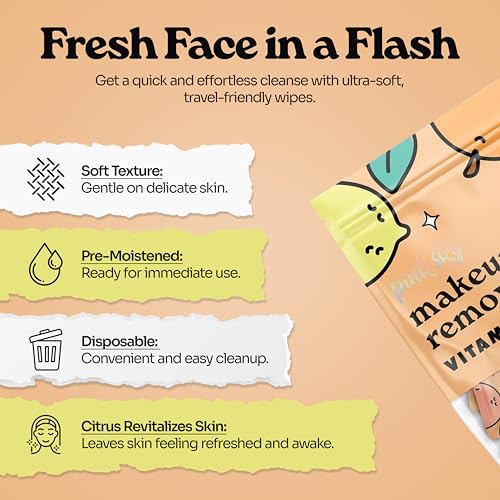 pink sky makeup remover wipe for face - ultra soft mini makeup wipes individually wrapped travel makeup wipe gently cleanse amp remove 40 count 40 wipes vitamin c amp citrus