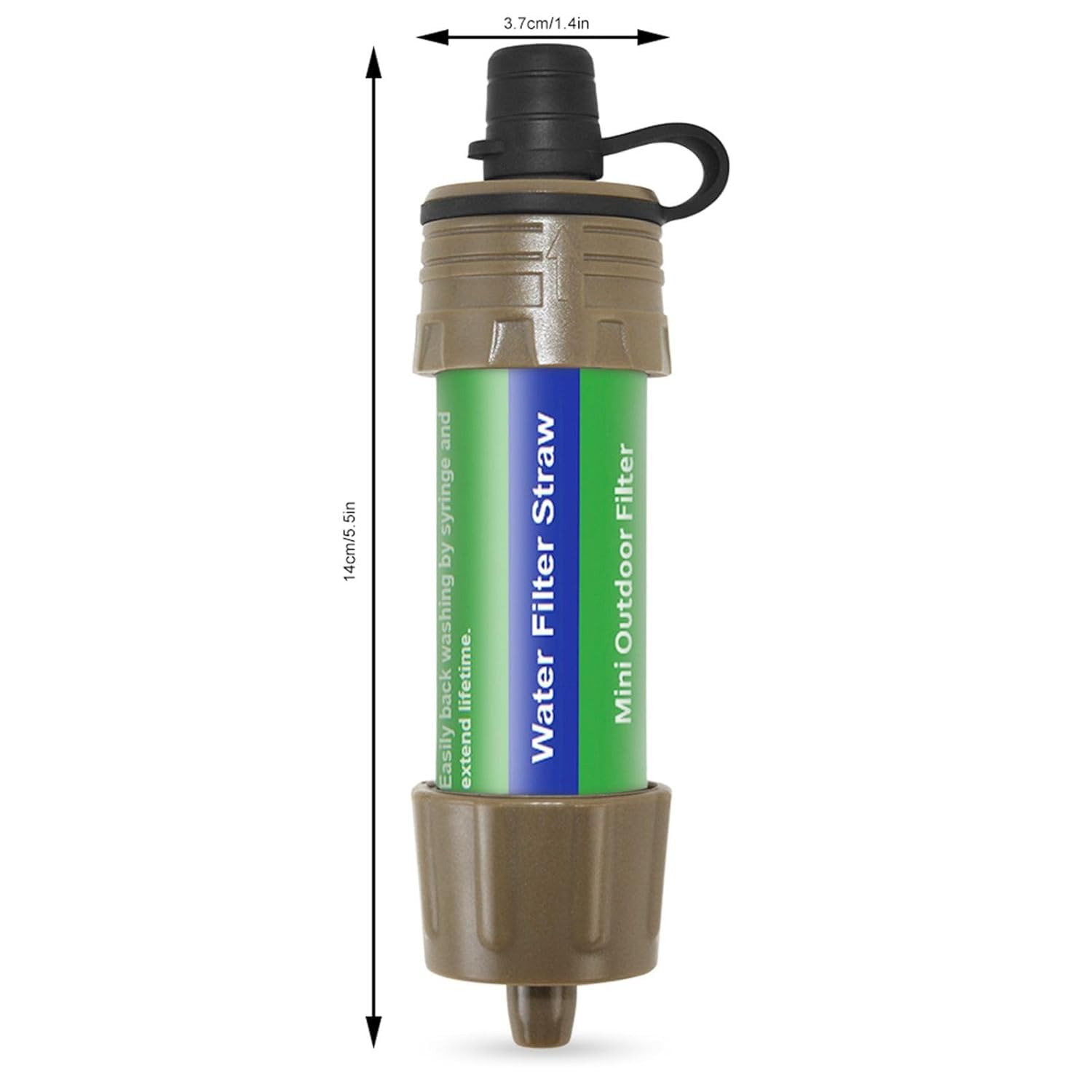 LIXADA Cannuccia per filtro dell'acqua per esterni, sistema di emergenza leggero e compatto, con tappo di protezione per campeggio, escursionismo, trekking e viaggi