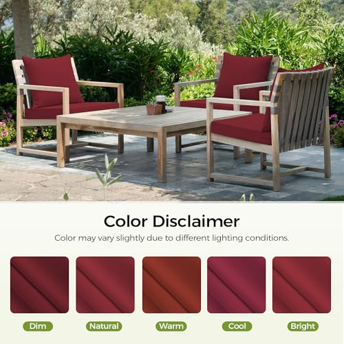 Image of UNIKOME 24 inchx24 inchx4 inch Outdoor Chair Cushions Set - Waterproof Patio Cushions for Outdoor Furniture with Removable Cover, Ties & Handle, Deep Seat Patio Cushions for Sofa Couch - Burgundy