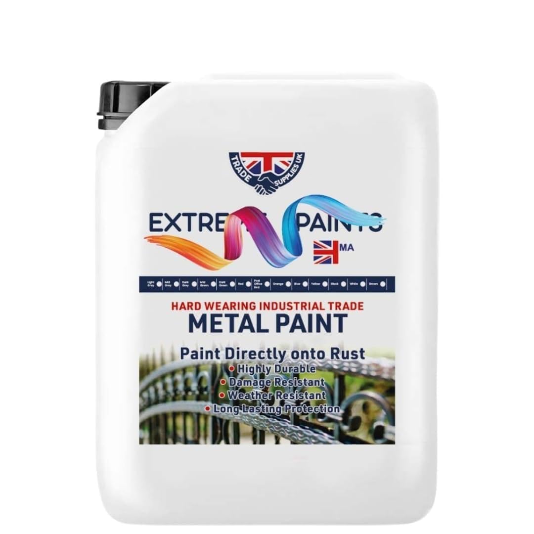 TRADE SUPPLIES UK - Extreme Metal Paint - Polyurethane-Based Durable Coating for Vehicles, Machinery & Metal Surfaces – Protects Against Rust & Corrosion - mid grey 10L
