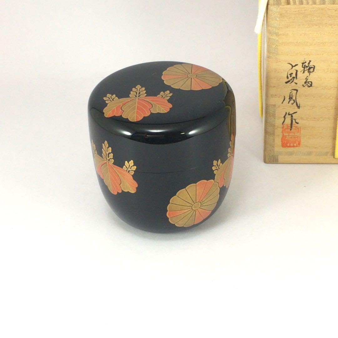 Amazon.co.jp: 浜崎貞鳳 高台寺棗 内銀地 共箱／輪島塗薄茶器 お茶道具